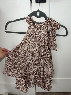 Brown Animal Print Halter Tie neck top